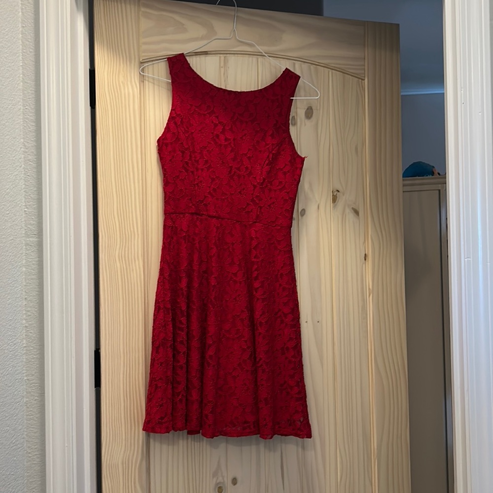 Short red lace dress